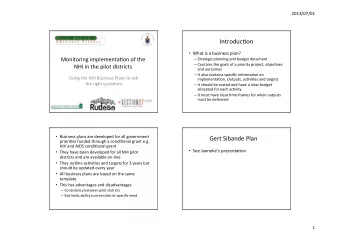 Gert  Sibande  Plan       priori4es  funded  through  a  condi4onal