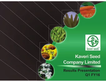 Results Presentation  Q1 FY16  Safe Harbour  Certain statements in this document may be