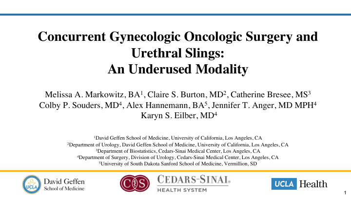 concurrent gynecologic oncologic surgery and urethral