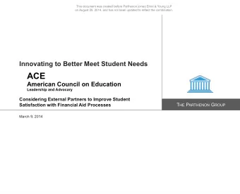 ACE  American Council on Education  Leadership and Advocary  Considering External Partners to