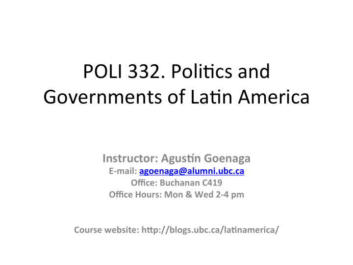 poli 332 poli cs and governments of la n america