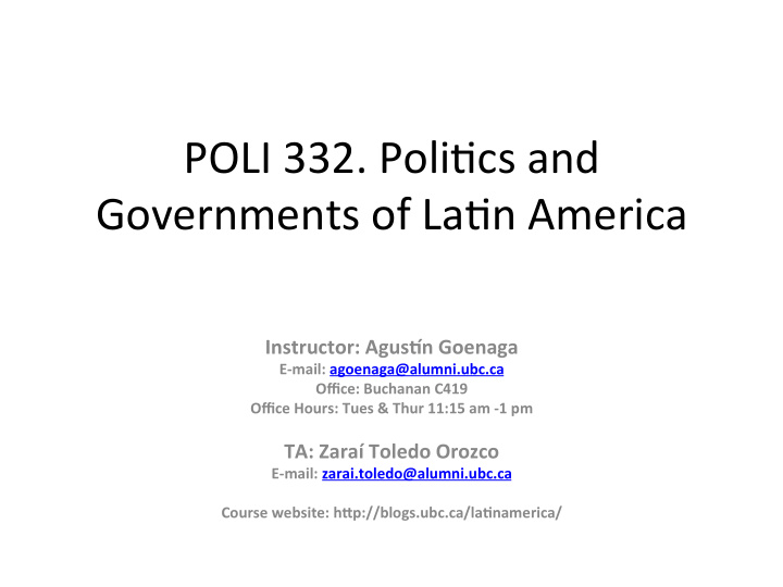 poli 332 poli cs and governments of la n america