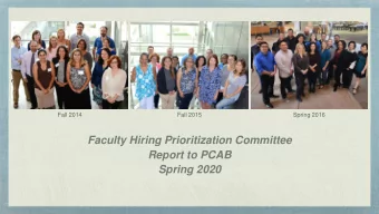 Faculty Hiring Prioritization Committee  Report to PCAB  Spring 2020  Manuel Vlez (Faculty