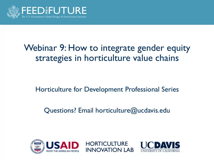 webinar 9 how to integrate gender equity strategies in