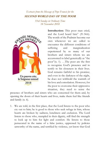 is their Savior. What emerges from this prayer is above all the sense  of abandonment and trust in