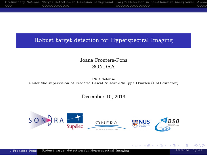 robust target detection for hyperspectral imaging