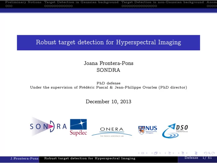 robust target detection for hyperspectral imaging