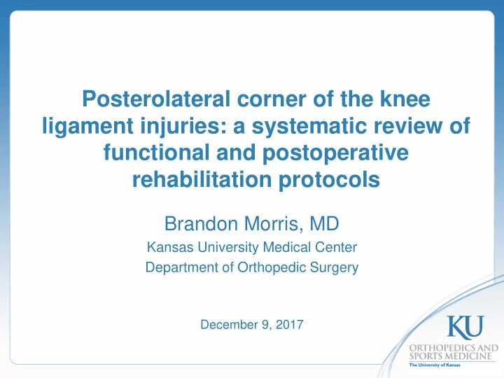 posterolateral corner of the knee ligament injuries a