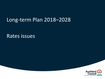 Long-term Plan 20182028  Rates issues  Agenda for todays workshop  1. Introduction  2.