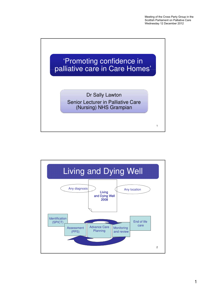 living and dying well