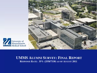 UMMS A LUMNI S URVEY : F INAL R EPORT R ESPONSE R ATE :  35% (2558/7338) AS OF A UGUST 2011 S URVEY