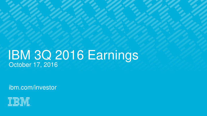 ibm 3q 2016 earnings
