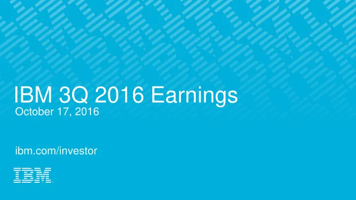 ibm 3q 2016 earnings