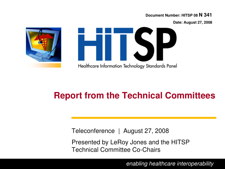 report from the technical committees