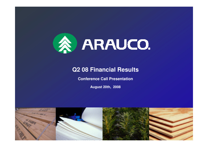 q2 08 financial results