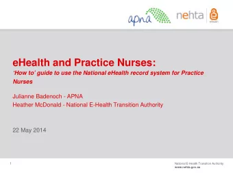eHealth and Practice Nurses:  How to guide to use the National eHealth record system for