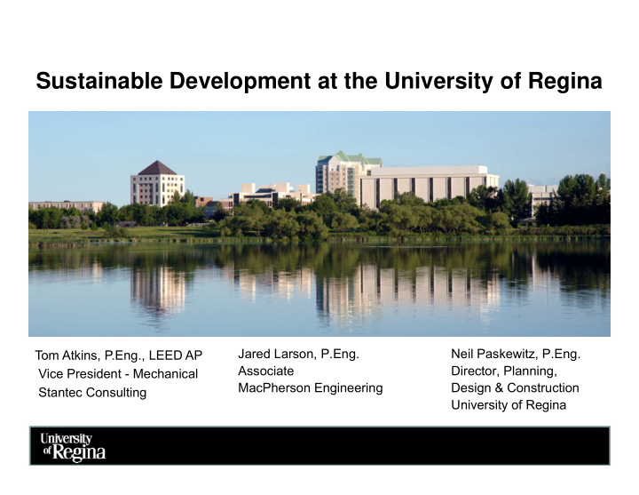 sustainable development at the university of regina p y g