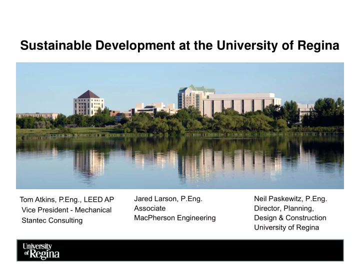 sustainable development at the university of regina p y g