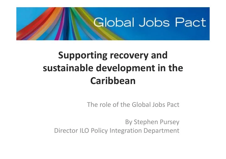 supporting recovery and sustainable development in the