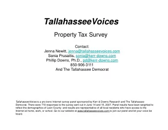 TallahasseeVoices  TallahasseeVoices  Property Tax Survey  Contact:  Jenna Newitt,