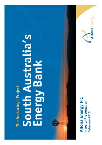 Altona Energy Plc  Investor Presentation  Investor Presentation  February 2010  2  Important Notice