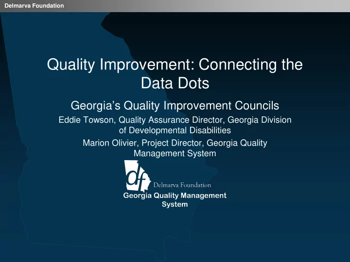 quality improvement connecting the data dots