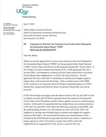 Report to the UCSF Community Advisory Group  August 2015  In accordance with UCSFs commitment to