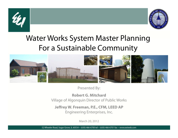water works system master planning for a sustainable
