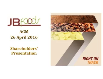 AGM  26 April 2016  Shareholders  Presentation  1  Disclaimer  This presentation may contain