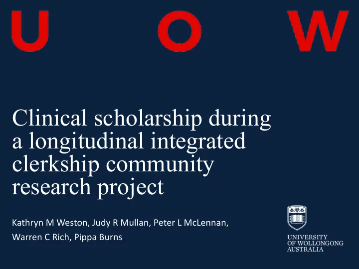 clinical scholarship during a longitudinal integrated