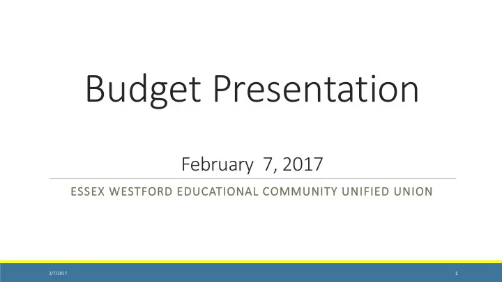 budget presentation