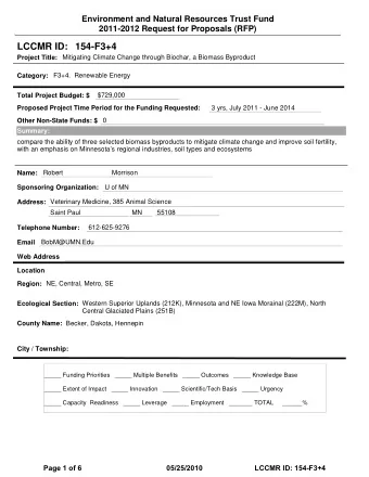 LCCMR ID: 154-F3+4  Project Title:  Mitigating Climate Change through Biochar, a Biomass Byproduct