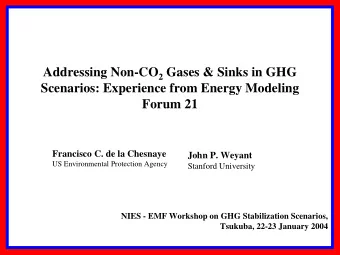 Addressing Non-CO 2 Gases &amp; Sinks in GHG  Scenarios: Experience from Energy Modeling  Forum 21