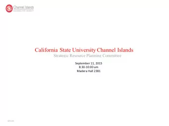 California State University Channel Islands  Strategic Resource Planning Committee Agenda