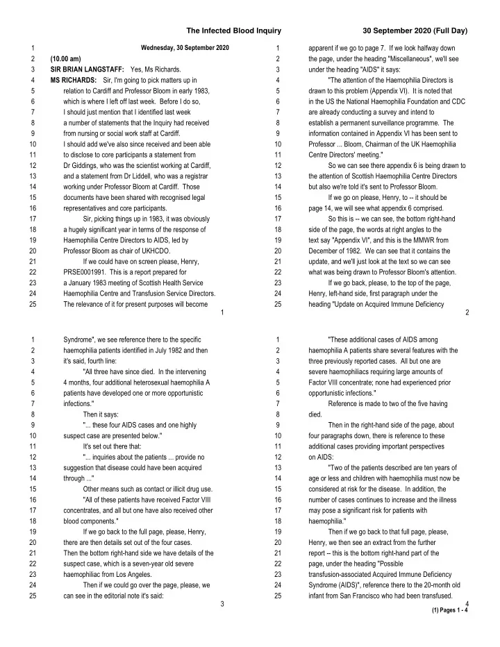 the infected blood inquiry 30 september 2020 full day 1