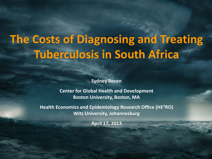 the costs of diagnosing and treating tuberculosis in