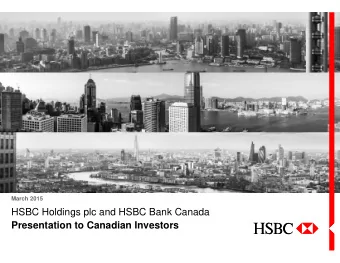 HSBC Holdings plc and HSBC Bank Canada  Presentation to Canadian Investors  Important notice and