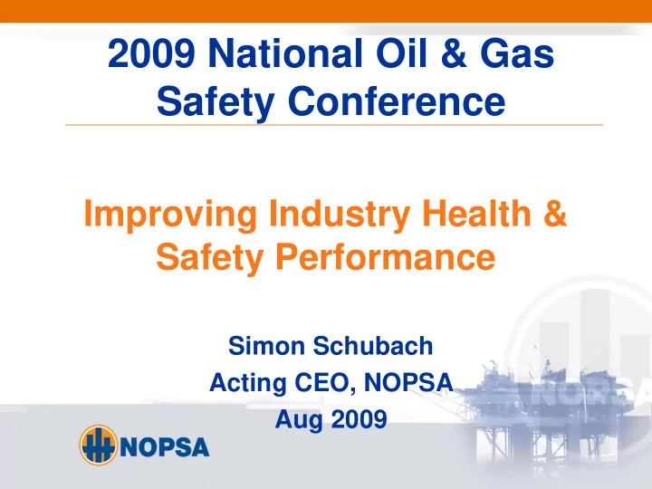 2009 national oil gas safety conference