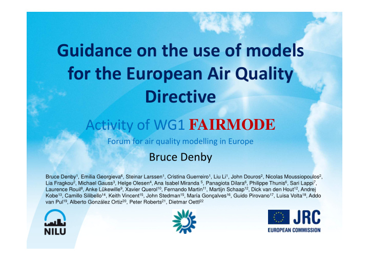 guidance on the use of models for the european air