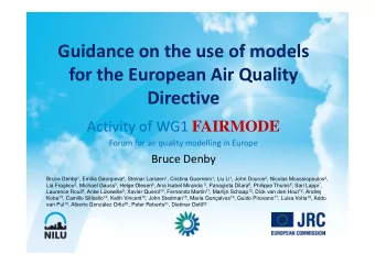 Guidance on the use of models  for the European Air Quality  Directive Activity of WG1 FAIRMODE