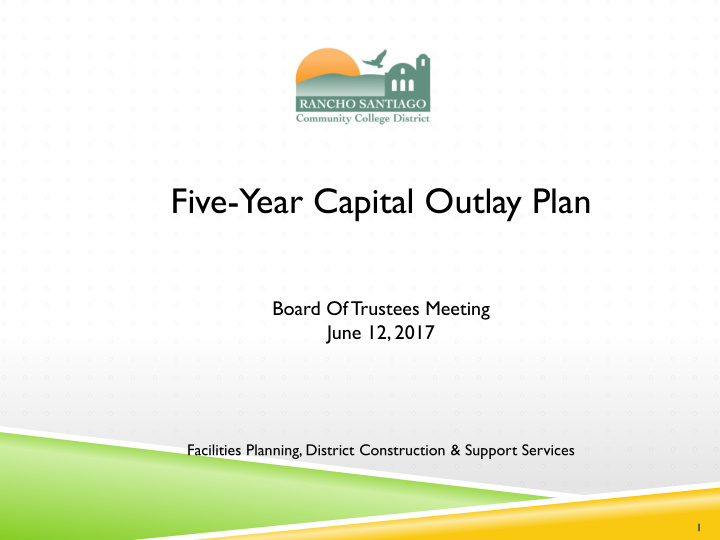 five year capital outlay plan