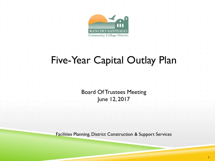 five year capital outlay plan