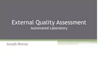 External Quality Assessment  Automated Laboratory  Joseph Murray  What is External Quality