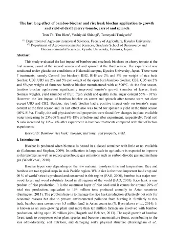 The last long effect of bamboo biochar and rice husk biochar application to growth and yield of
