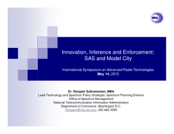 Innovation, Inference and Enforcement:  SAS and Model City  International Symposium on Advanced