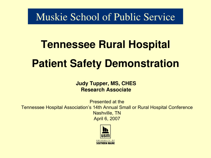 muskie school of public service tennessee rural hospital