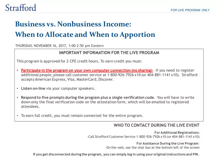 business vs nonbusiness income when to allocate and when