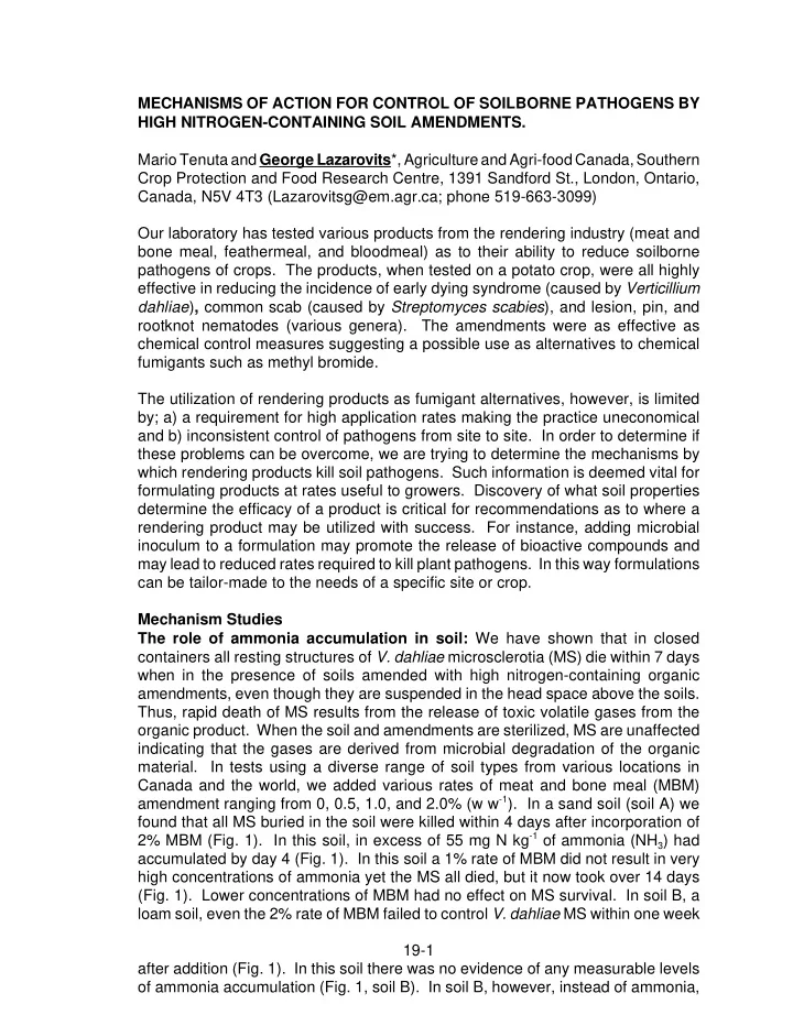 mechanisms of action for control of soilborne pathogens