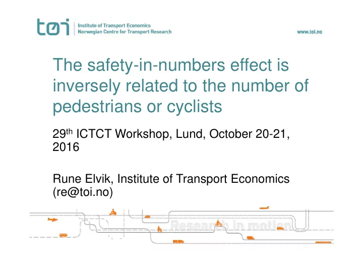 the safety in numbers effect is inversely related to the