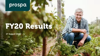 FY20 Results  27 August 2020  Contents  For personal use only  Section 1  Overview and performance